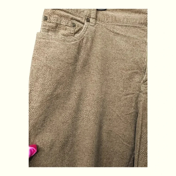 Tribal Womens Animal Print Brown Dotted Straight Leg Corduroy Pants Caramel 10 - Picture 6 of 13